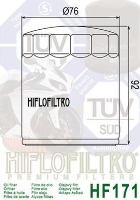 HIFLO HF171B - Фильтр масляный BUELL CYCLONE, M2, S1, S3, S3T, X1, X1W; HARLEY DAVIDSON FLD, FLH, FLHP, FLHR, FLHRC, FLHRCI, FLHRI, FLHRS, FLHRSE3 883-1803 1981-2019