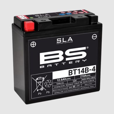 Аккумулятор BS BT14B-4 SLA (FA) 12V, 12,6AH, ССA 210А, 150X69X145 мм, +/-, (YT14B4, YT14B-BS)