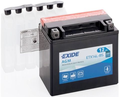 EXIDE YTX14L-BS / ETX14L-BS Акумулятор 12 А/ч, 200 А, (-/+), 150х87х145 мм