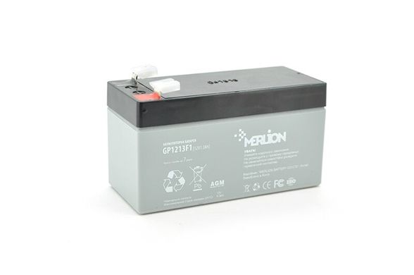 Акумуляторна батарея MERLION AGM GP1213F1 12 V 1,3Ah (97 x 44 x 50 (55)) Q20, вага 0,56кг