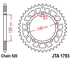 JT JTA1793.45BLK - Звезда задняя легкосплавная SUZUKI	GSX-R 650 (2001-2005) GSX-R 750 (206-2010)