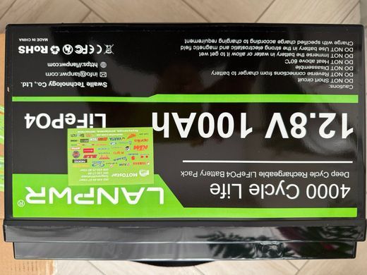 Аккумулятор LanPWR LiFePO4 12V/100AH, 100A (1280W*h) (літій-залізо-фосфатний акумулятор для ДБЖ (UPS))