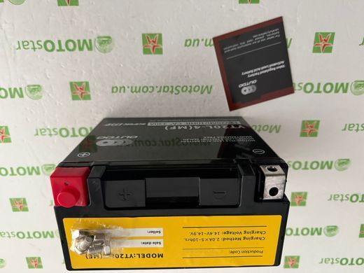 OUTDO YT20L-4 (MF) 12V, 20 A/ч, CA 330 A, (-/+), 175x87x155 мм (YTX20L-BS, YTX20HL-BS)