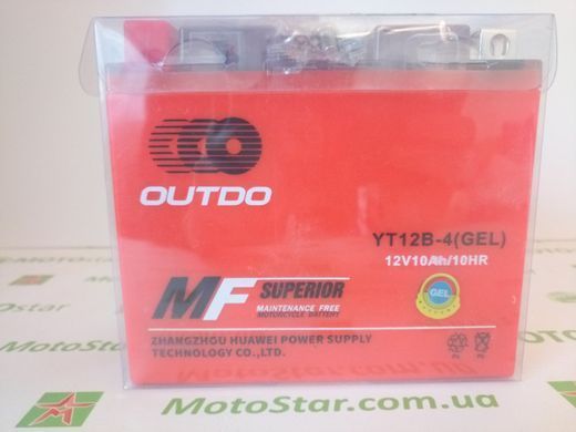 Аккумулятор YT12B-BS Outdo, 12V 10А, гелевый, 150x69x130мм