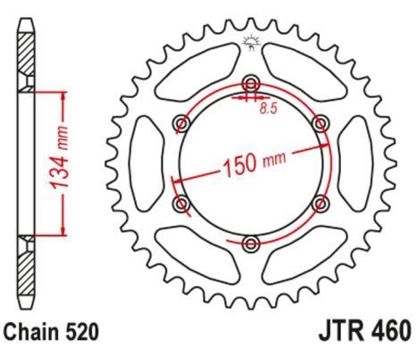 JT JTR460.50SC - Зірка задня KAWASAKI KDX, KH, KLX, KX; SUZUKI RM-Z 100-650 1983-2021