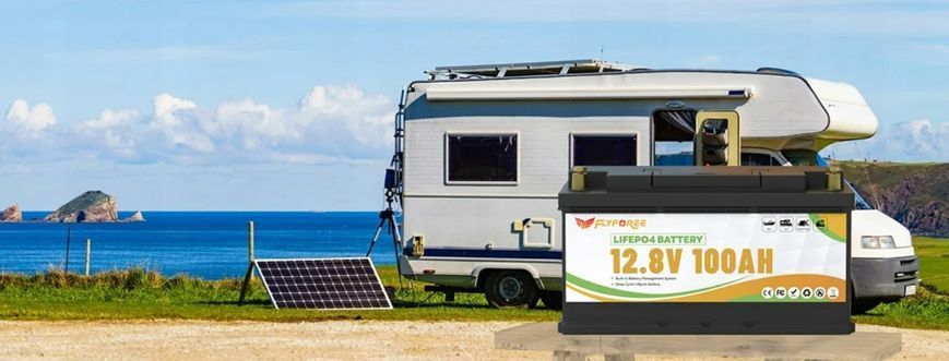 Акумулятор FLYFOREE LiFePO4 12V/100AH (1280W*h), Smart BMS, Bluetooth APP, (літій-залізо-фосфатний акумулятор для ДБЖ (UPS))