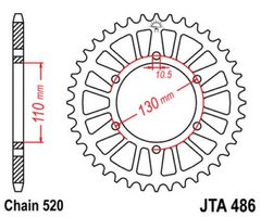 JT JTA486.44BLK - Звезда задняя легкосплавная KAWASAKI EL 250 Eliminator (1988-1995)