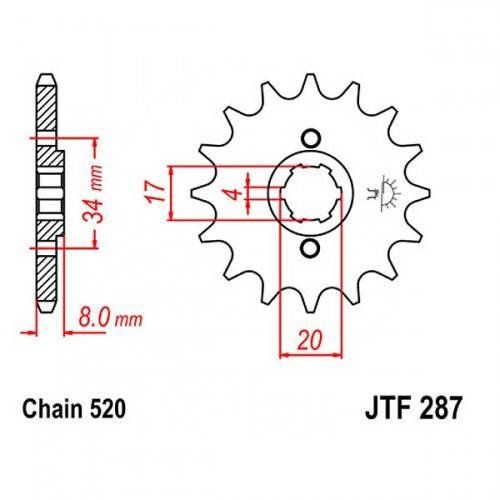 JT JTF287.13 - Звезда передняя HONDA CRF 230L '08-'10, XL 250R '84-'97
