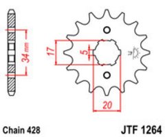 JT JTF1264.17 - Зірка передня HONDA XLR 125 CBR 125 (+2), CLR 125