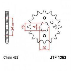 JT JTF1263.14 - Звезда передняя BETAMOTOR RR, SM; JUNAK 121, 122; RIEJU RS-2, SMX, TANGO; SUZUKI TF; YAMAHA AG, RD, RT, SR, TZR, XT, XTZ, YBR 100-225