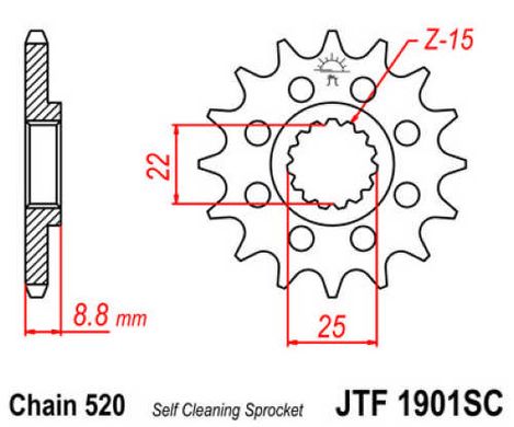 JT JTF1901.13SC - Звезда передняя самоочищающаяся KTM SX/EXC '91-'22
