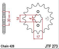 JTF273,14 Звезда передняя BAJAJ Boxer 150 UG, BM 125 X, 150X