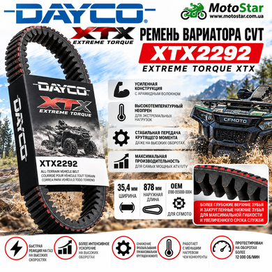 Ремінь варіатора DAYCO XTX2292 Cfmoto Zforce 500/Cforce 400/500 35.4x878 мм (0180-055000-0004)