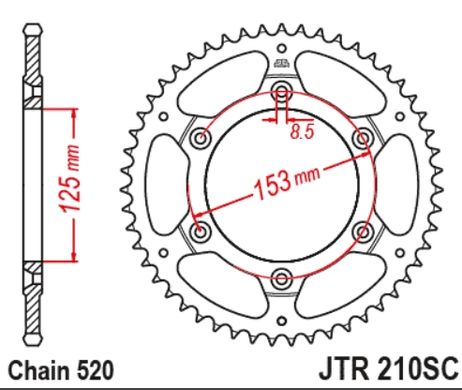 JT JTR210.52SC легкая самоочищающаяся задняя звездочка