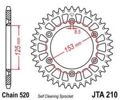 JT JTA210.51BLK - Звезда задняя легкосплавная HONDA CR/CRF '83-'20