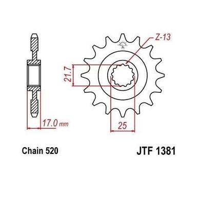 JT JTF1381.15RB - Зірка передня з демфером HONDA CB 500F/X '13-'15, CBR 500R '13-'16, NC 700 '12-'14, CT/CTX 700 14 (204215JTRB)
