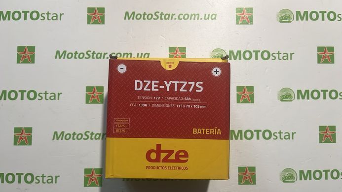 Аккумулятор DZE DZYTZ7S (YTZ7S) 12V 6AH 130A 113X70X105 мм