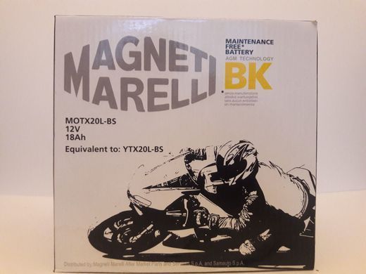 MOTX20L-BS (YTX20L-BS) Magneti Marelli Аккумулятор 18 Ah, 270A, 12V, (-/+), 175x87x155 мм