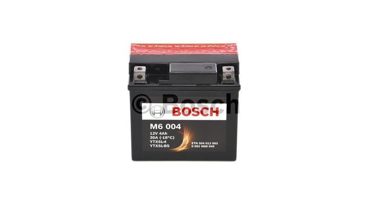 BOSCH 0092M60040 (YTX5L-4; YTX5L-BS) M6 AGM, 12V 4AH 30A