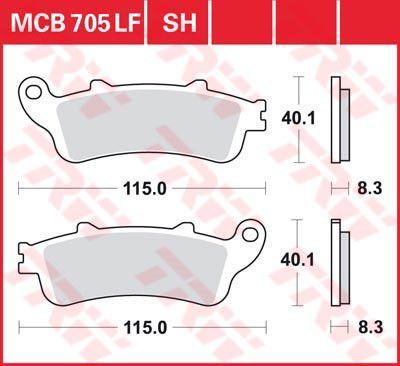 LUCAS MCB705SH - Тормозные колодки задние HONDA CB, CBR, GL, NT, ST, VFR, VTX, XL; KYMCO MAXXER, MXER, MXU, PEOPLE; LAVERDA PHOENIX 90-1800 1996-2013