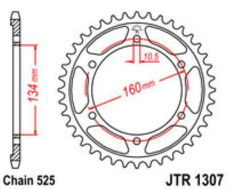 JT JTR1307.45 - Зірка задня HONDA CBR 600F '01-'07