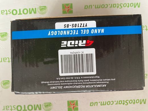 YTZ10S-BS 4RIDE NANO GEL 12V 8.6Ah 190A L+, 150x86x94мм, вага 2,865кг