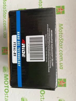 Аккумулятор YTX4L-BS 4RIDE Nano GEL 12V 4Агод. 60А R+, 114x70x85мм, вес 1,37кг