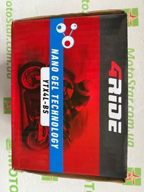 Аккумулятор YTX4L-BS 4RIDE Nano GEL 12V 4Агод. 60А R+, 114x70x85мм, вес 1,37кг