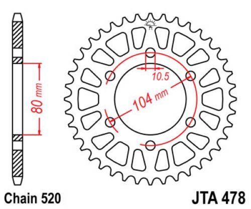 JT JTA478.46 - Звезда задняя легкосплавная