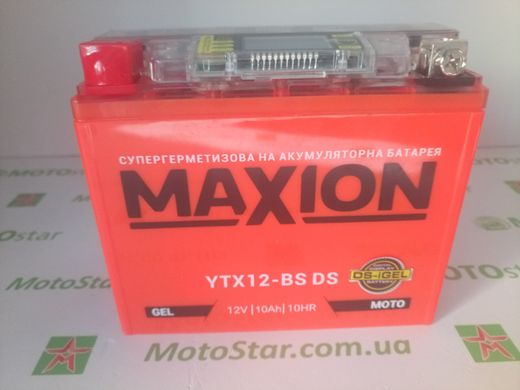 YTX12-BS MAXION (DS-iGEL), гелевый аккумулятор с вольтметром 12V, 10Ah, 150x87x130 мм
