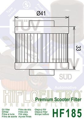 HIFLO HF185 - Фильтр масляный APRILIA LEONARDO, SCARABEO; BMW C1; PEUGEOT CITYSTAR, ELYSEO, ELYSTAR, GEO, GEOPOLIS, JET FORCE, LOOXOR, SAT, SATELIS 125-250 1995-2015