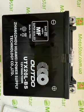 Outdo YTX20L-BS Акумулятор 12V 18А кислотний, 175x87x155 мм, + електроліт