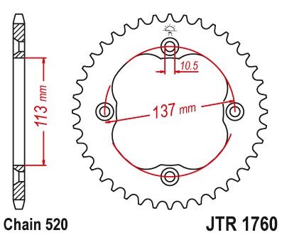 JTR1760,36 - JTR1760 Cтальная задняя звездочка