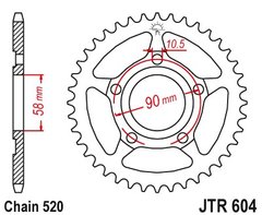 JTR604,44 Задня зірочка GILERA CRONO, MX, MX 1, SP; HONDA CRM, NSR 125 1988-2002