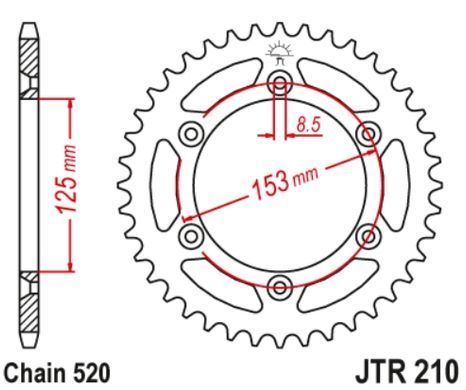 JT JTR210.40 - Зірка задня BETAMOTOR RR; HONDA CR, CRF, CRM, XR 125-650 1983-2021