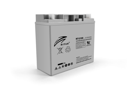 Акумуляторна батарея AGM RITAR RT12180, Gray Case, 12V 18.0Ah (181 х 77 х 167) Q2