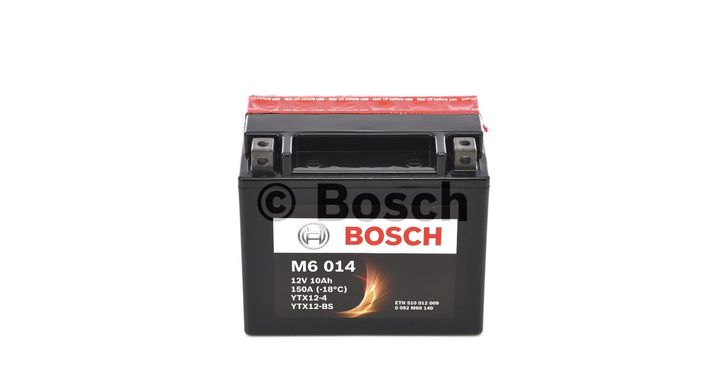 BOSCH 0092M60140 (YTX12-BS, YTX12-4) M6 AGM, 12V 10AH 150A