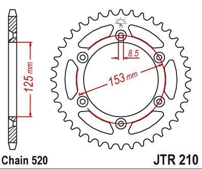 JT JTR210.42 - Зірка задня сталева LONCIN LX300GY-A, LX250(300)GY-3G, SX2 LX250(300)