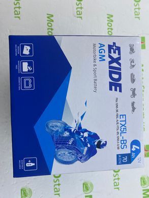 EXIDE ETX5L-BS / YTX5L-BS Аккумулятор 4 А/ч, 70 А, (-/+), 113х70х105 мм