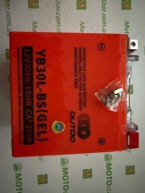 OUTDO YB30L-BS GEL (YTX30L-BS) Аккумулятор 30 А/ч, 290 А, (-/+), 166х126х175 мм