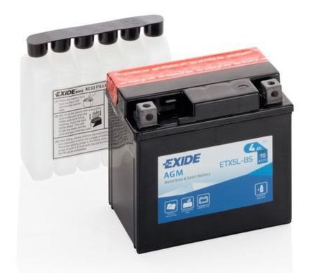 EXIDE ETX5L-BS / YTX5L-BS Аккумулятор 4 А/ч, 70 А, (-/+), 113х70х105 мм