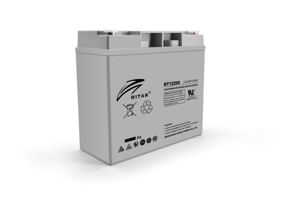 Акумуляторна батарея AGM RITAR RT12200, Gray Case, 12V 20.0Ah (181 х 77 х 167) Q2, вага 5,5кг