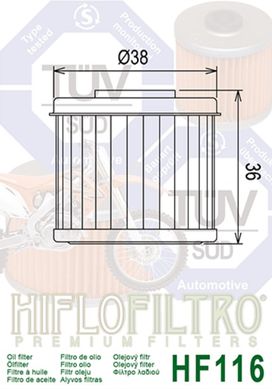 HIFLO HF116 - Фильтр масляный HONDA CRF 250/450 (02-20), HUSQVARNA TC/TE 250/310 09-14