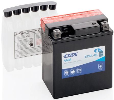 EXIDE ETX7L-BS / YTX7L-BS Аккумулятор 6 А/ч, 100 А, (-/+), 113х70х130 мм