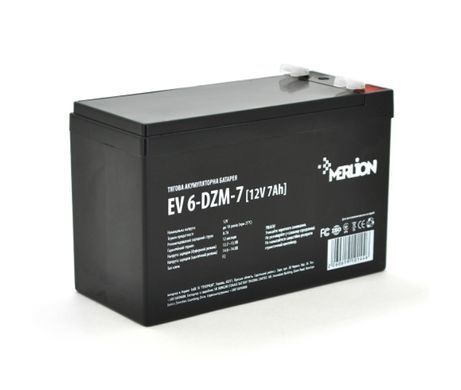 Тяговая аккумуляторная батарея Merlion EV 6-DZM-7, 12V 7Ah F2 (151*65*93), 2.1 kg Q10