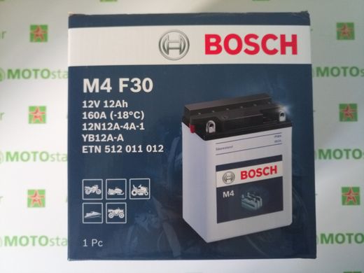 Bosch 0092M4F300 (YB12A-A, 12N12A-4A-1) M4 Fresh Pack, 12V 12AH 160A