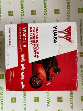 YUASA YB30CL-B Мото аккумулятор 30 А/ч, 300 А, (-/+), 168x132x192 мм (MBTX30U)