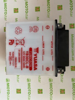 YUASA YB30CL-B Мото аккумулятор 30 А/ч, 300 А, (-/+), 168x132x192 мм (MBTX30U)