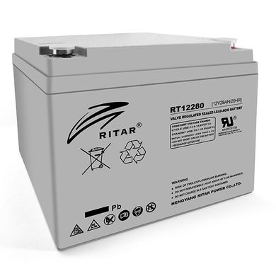 Акумуляторна батарея AGM RITAR RT12280, Gray Case, 12V 28Ah (166х178х125) Q1