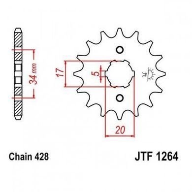 JT JTF1264.14 - Звезда передняя HONDA CBF, CBR, CLR, XLR, XR 125/150 1998-2017